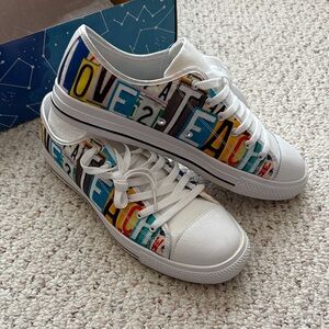 Brand new White and colorful Teacher Sneakers